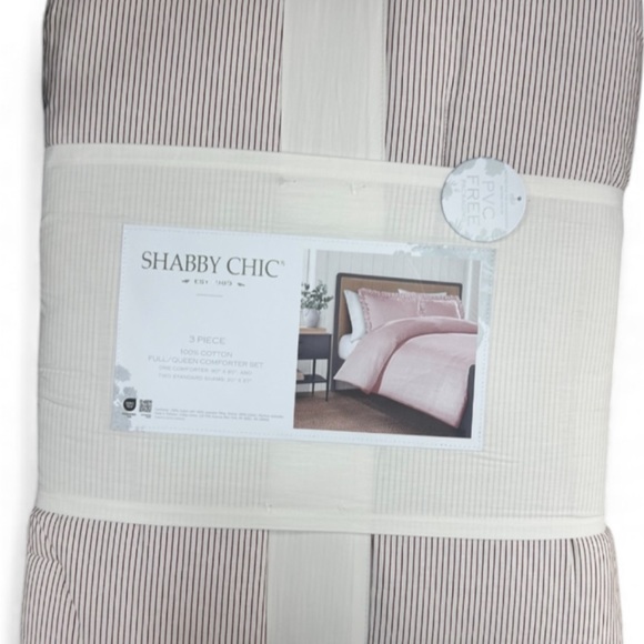Shabby Chic Burgundy and White Striped Comforter Set 90”x90”